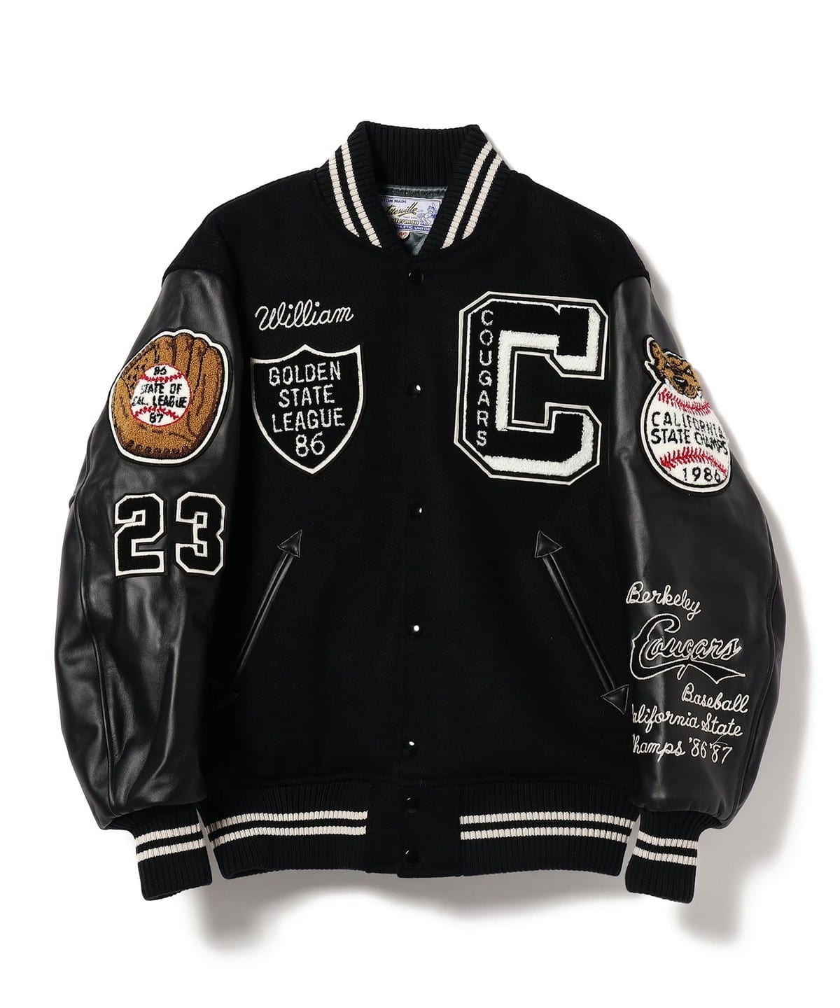 WHITESVILLE �z���C�c�r�� / Melton Award Jacket �u���]�� MEN 119 BLACK/BLACK 42