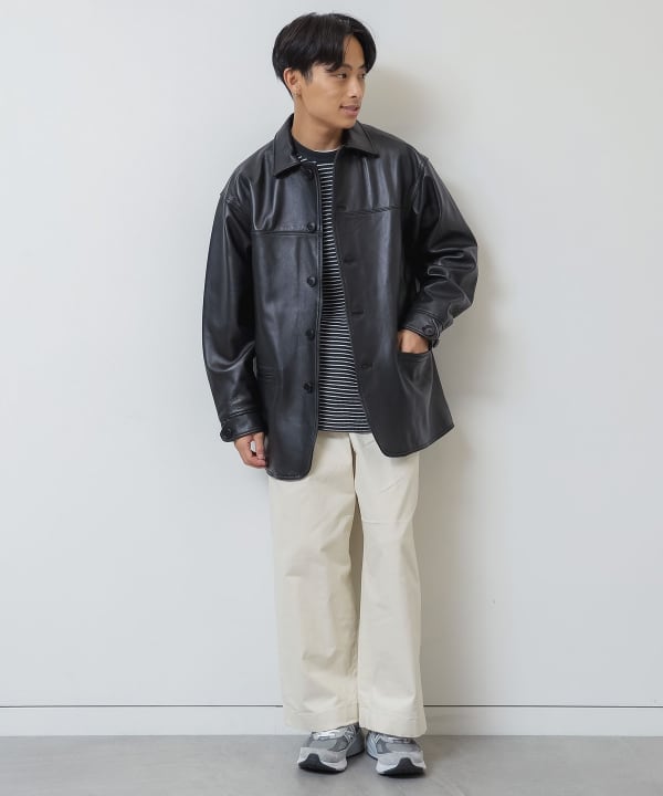 【美品】BEAMS レザージャケット 黒 L カーコート sheep skin素材