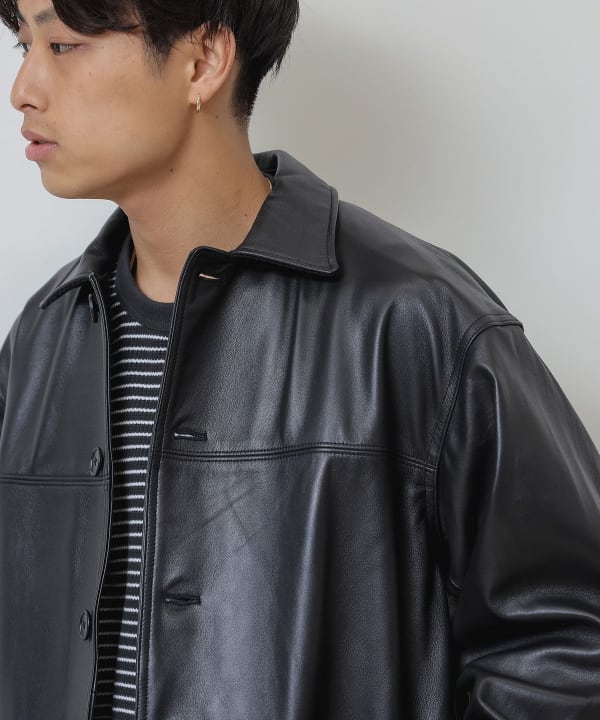 【美品】BEAMS レザージャケット 黒 L カーコート sheep skin素材