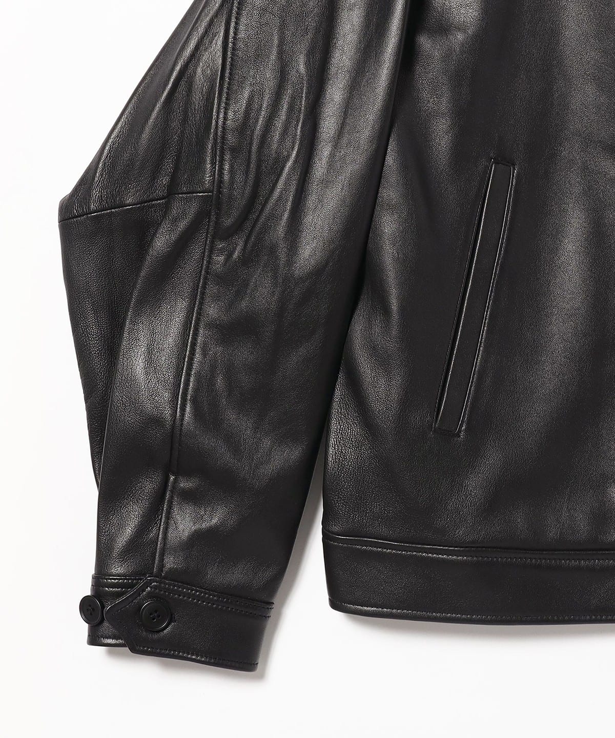 BEAMS / leather zip blouson