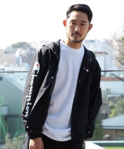 ▲Champion × BEAMS / 別注 ビッグロゴ ナイロンコーチジャケット
