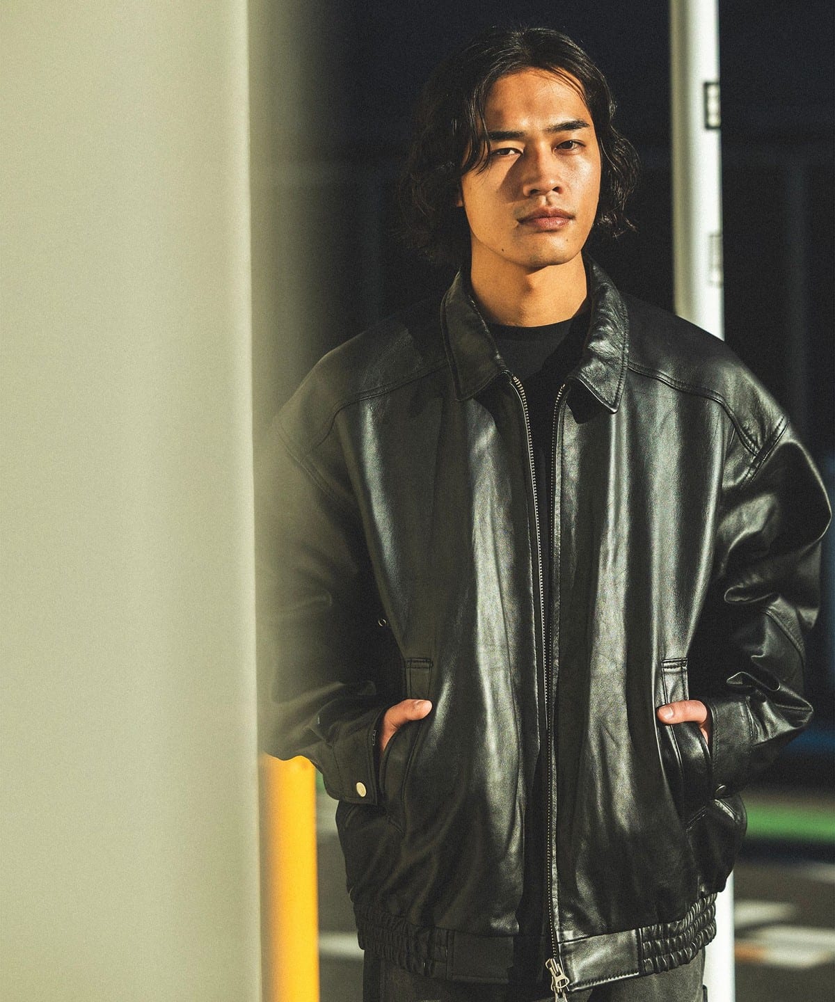 Quattrochi 黒レザージャケット　BEAMS A-1 Quattrochi 黒レザージャケット BEAMS A-1