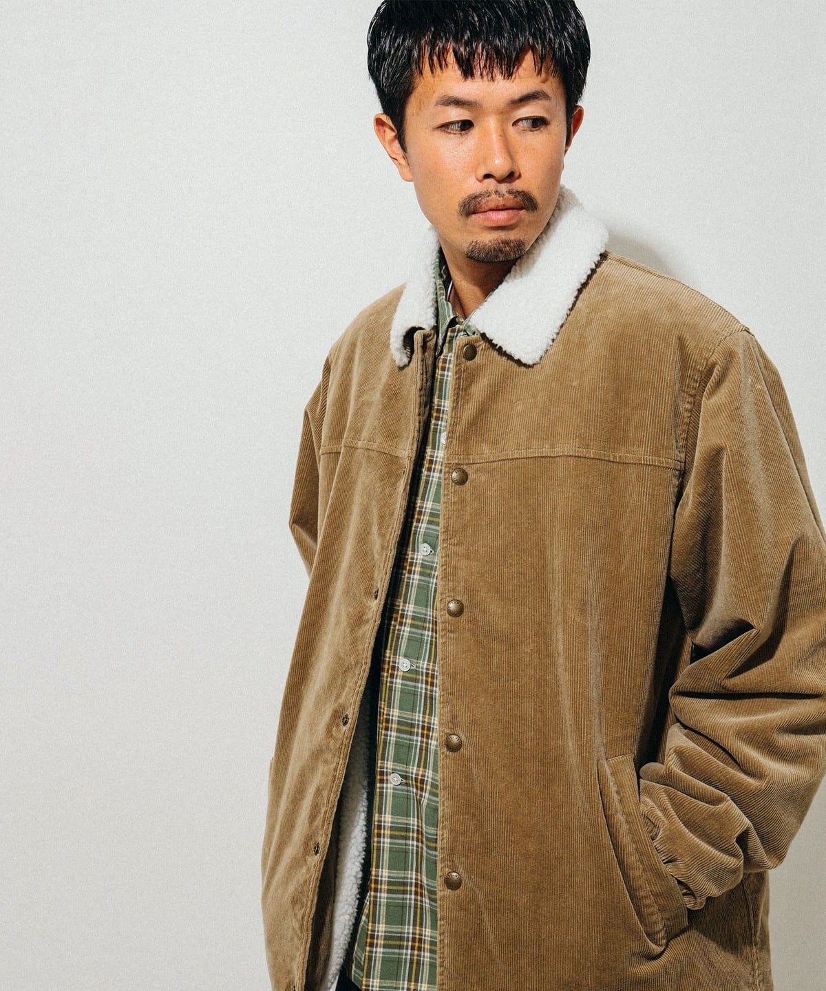 コーデュロイ ボア コーチジャケット ブルゾン MEN BEIGE M コーデュロイ ボア コーチジャケット ブルゾン MEN BEIGE M