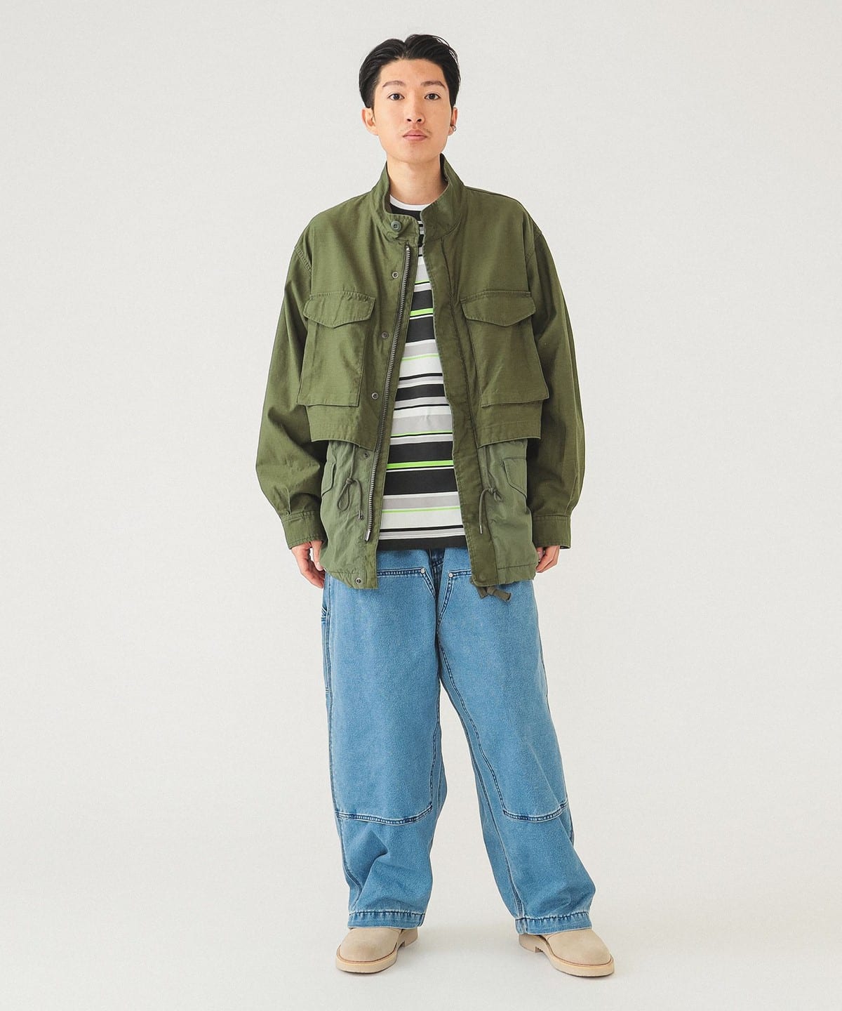 BEAMS M-65 フィールドジャケット サックスブルー Sサイズ