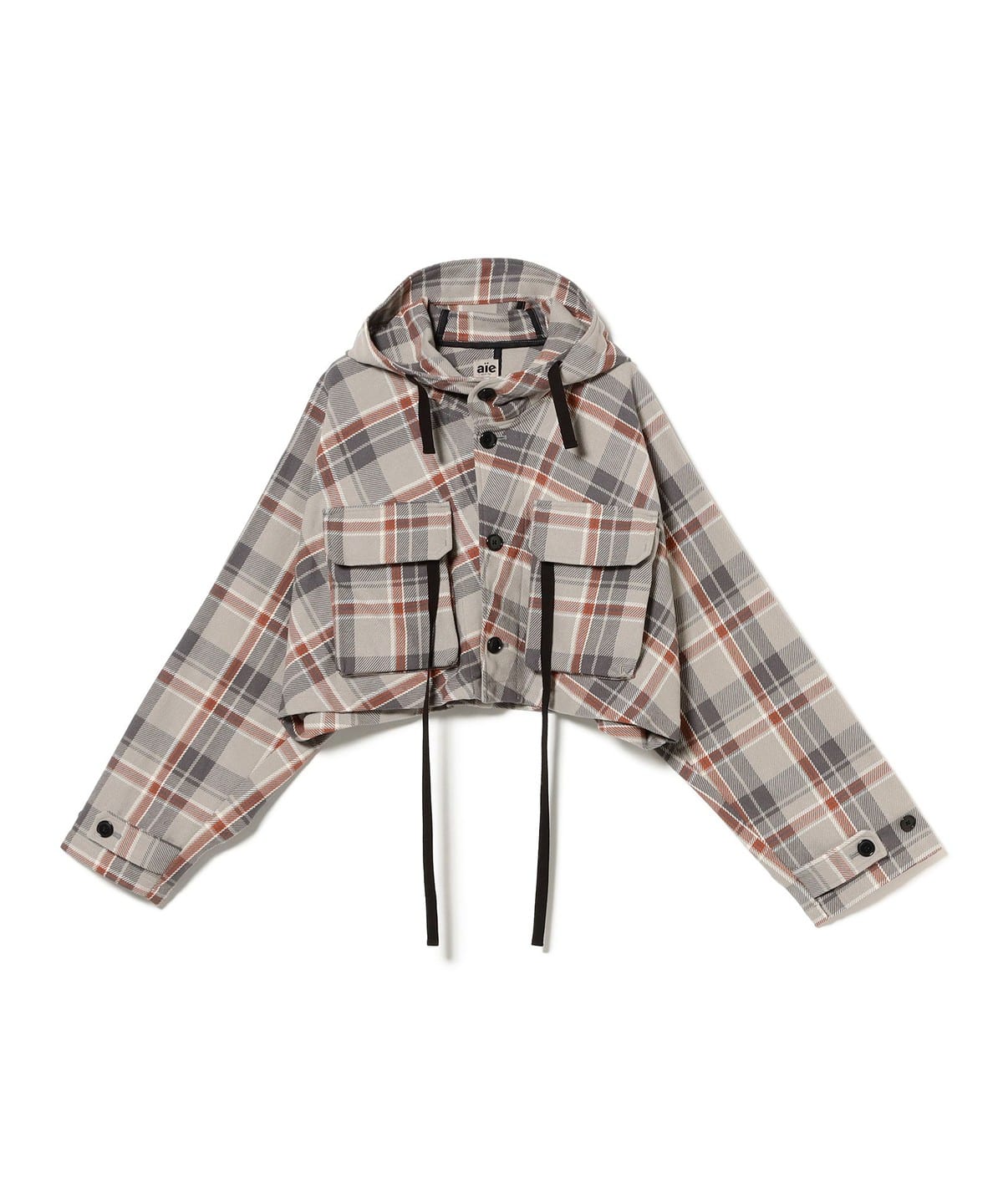 AiE エーアイイー / Short Cape - Heavy Twill Plaid ブルゾン MEN Grey L AiE エーアイイー / Short Cape - Heavy Twill Plaid ブルゾン MEN Grey L