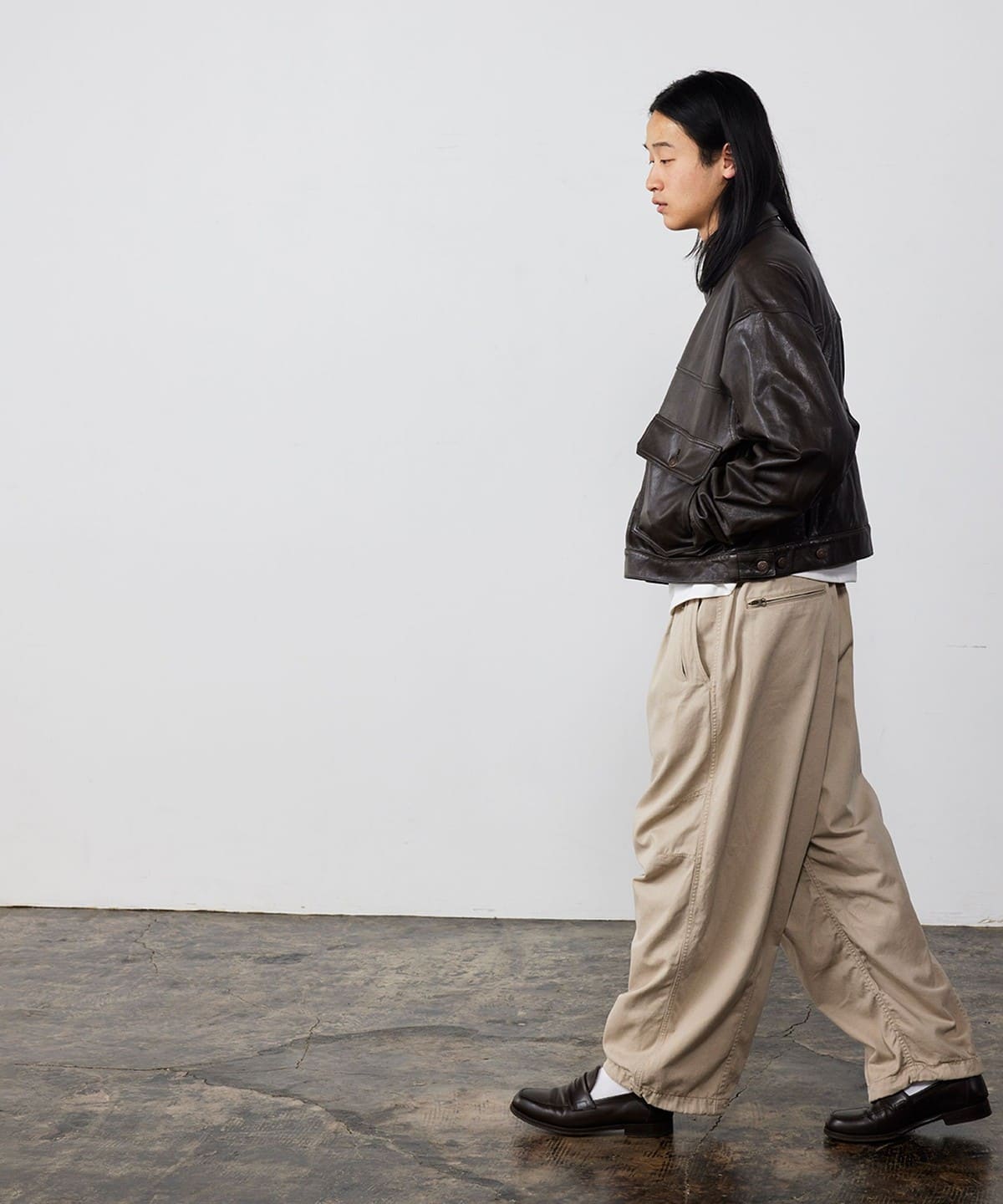 BEAMS（ビームス）ワイドショートフィット シープレザー ジャケット