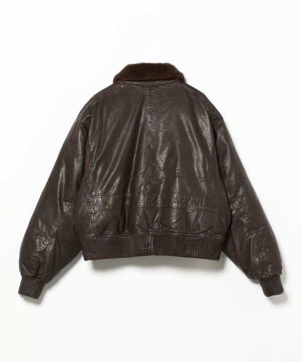 BEAMS Wide Short Fit G-1 Sheep Leather Down Jacket (Blouson Down