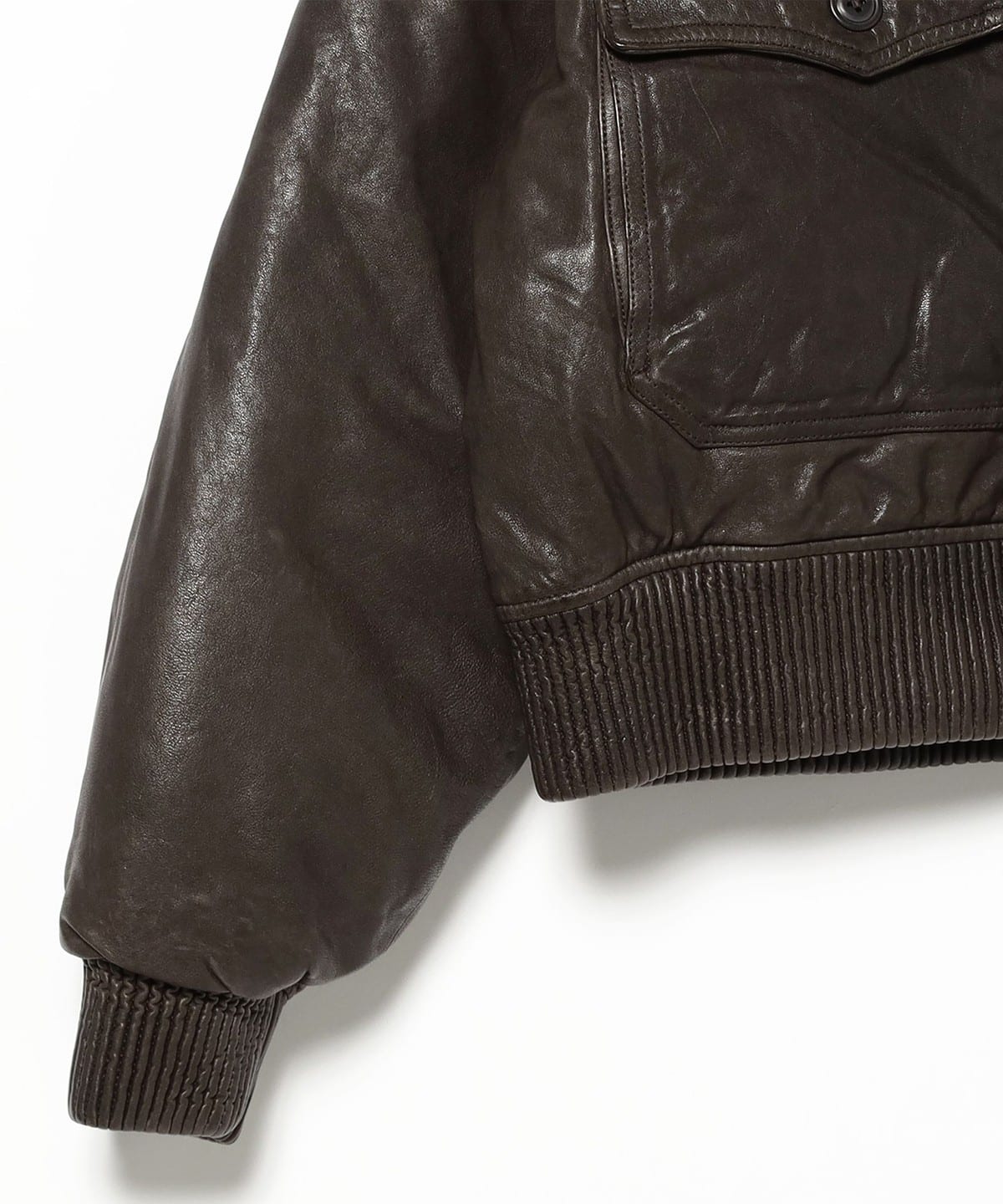 BEAMS Wide Short Fit G-1 Sheep Leather Down Jacket (Blouson Down
