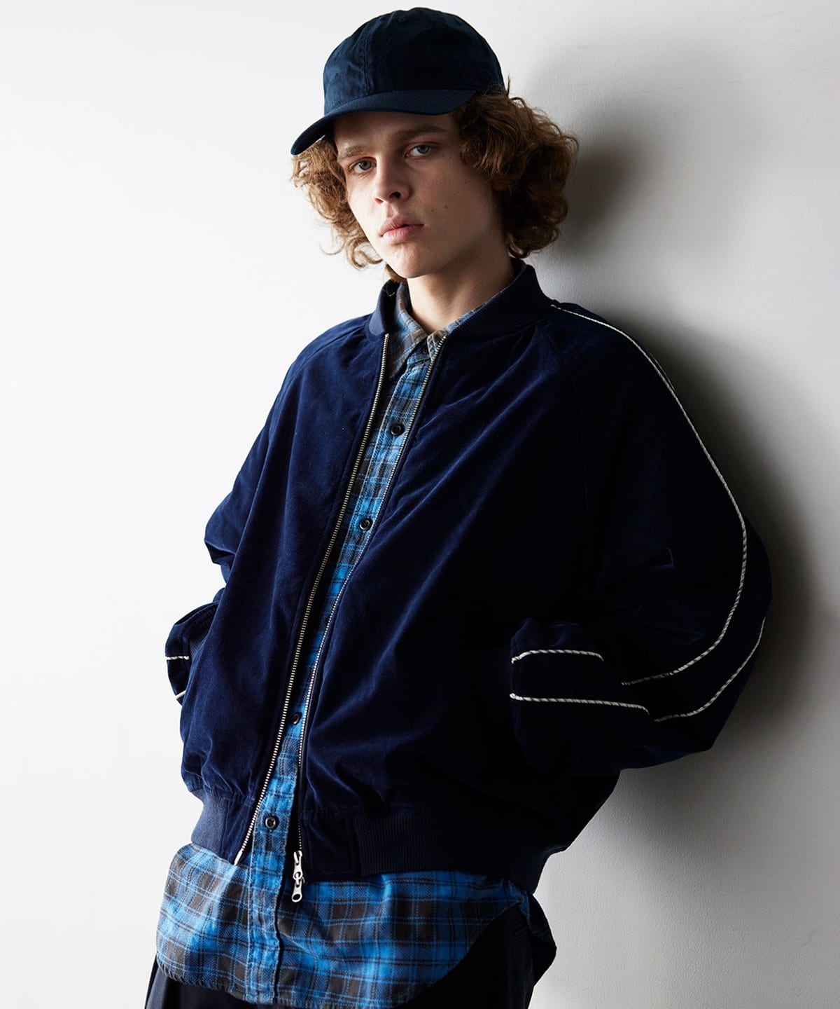 リラックスフィット ベロア スカジャン ブルゾン MEN NAVY L リラックスフィット ベロア スカジャン ブルゾン MEN NAVY L