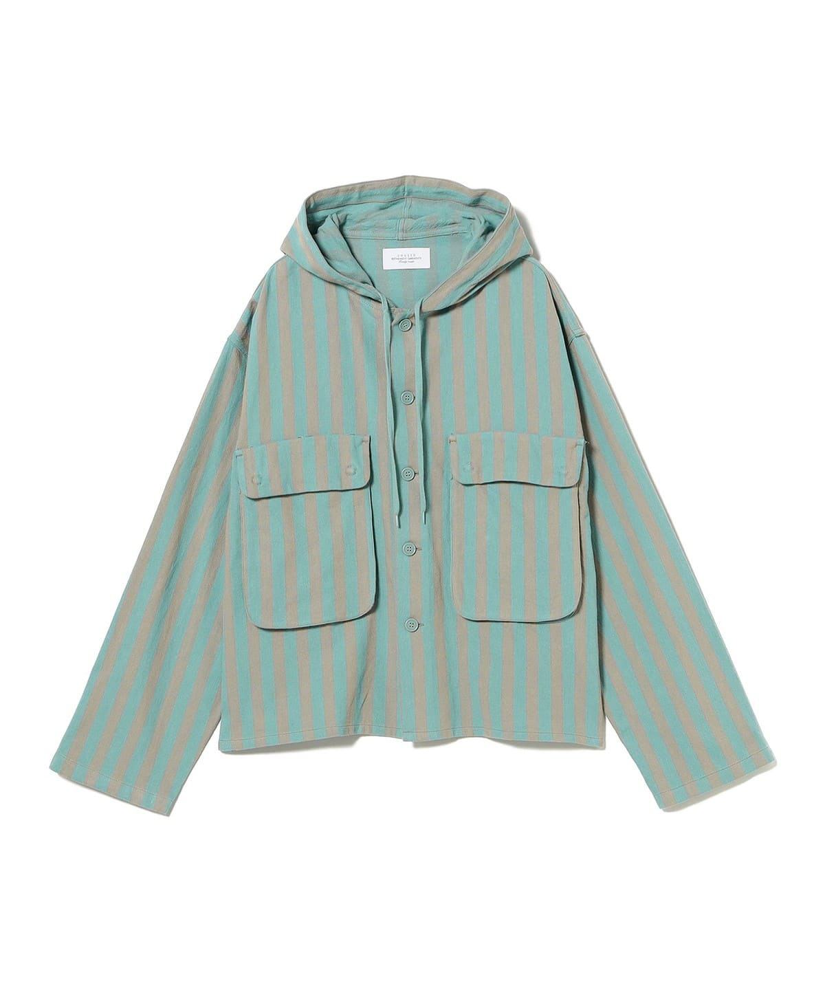 UNUSED アンユーズド / Stripe food shirt ブルゾン MEN 002/EMERALDxBEIGE 2 UNUSED アンユーズド / Stripe food shirt ブルゾン MEN 002/EMERALDxBEIGE 2