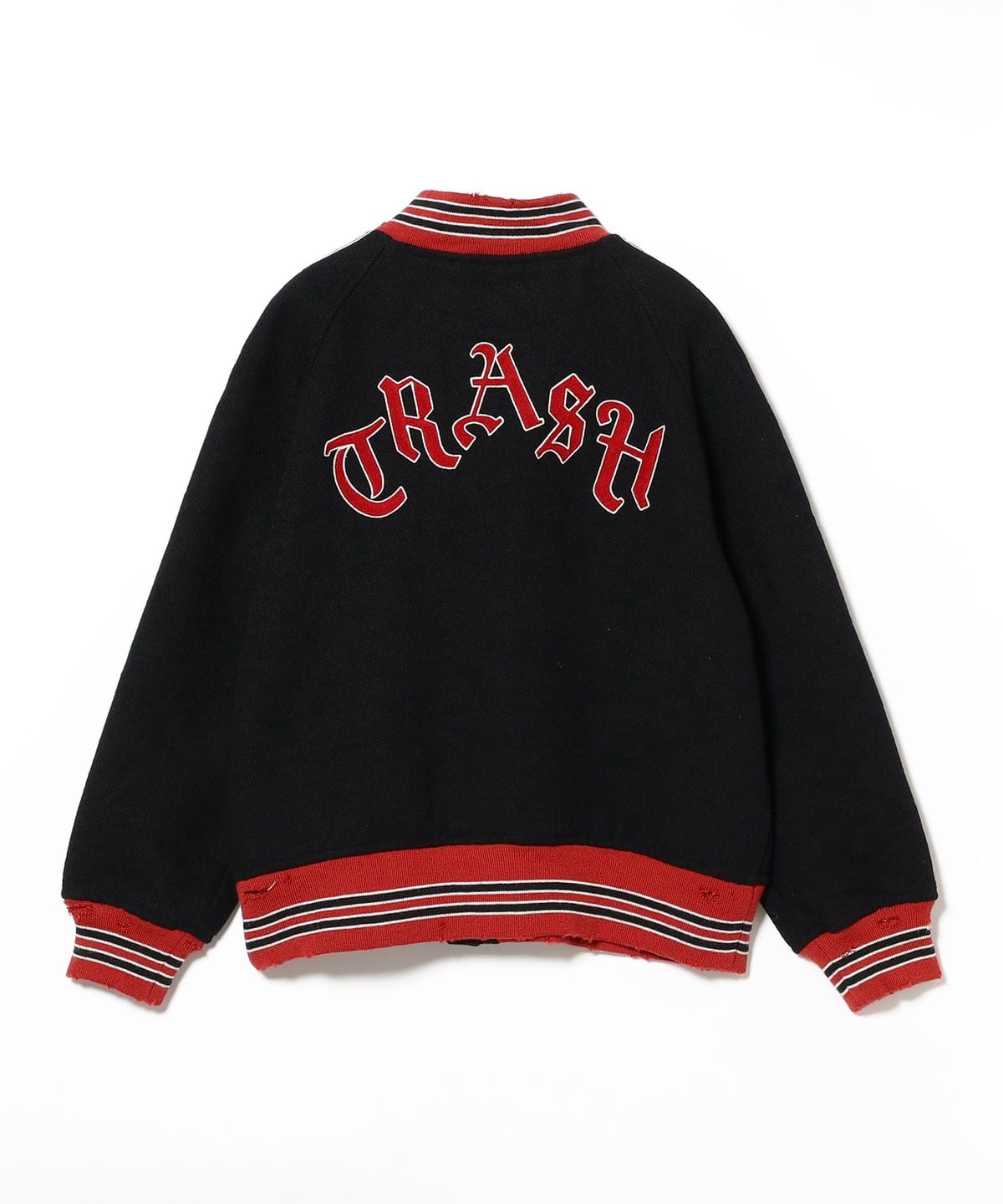 NEEDLES ニードルス ボンバージャケット スタジャン 黒×赤 BEAMS（ビームス）NEEDLES / Deconstructed Lettered Jacket - Wool