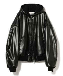INSCRIRE / Leather Zip Up Hoodie