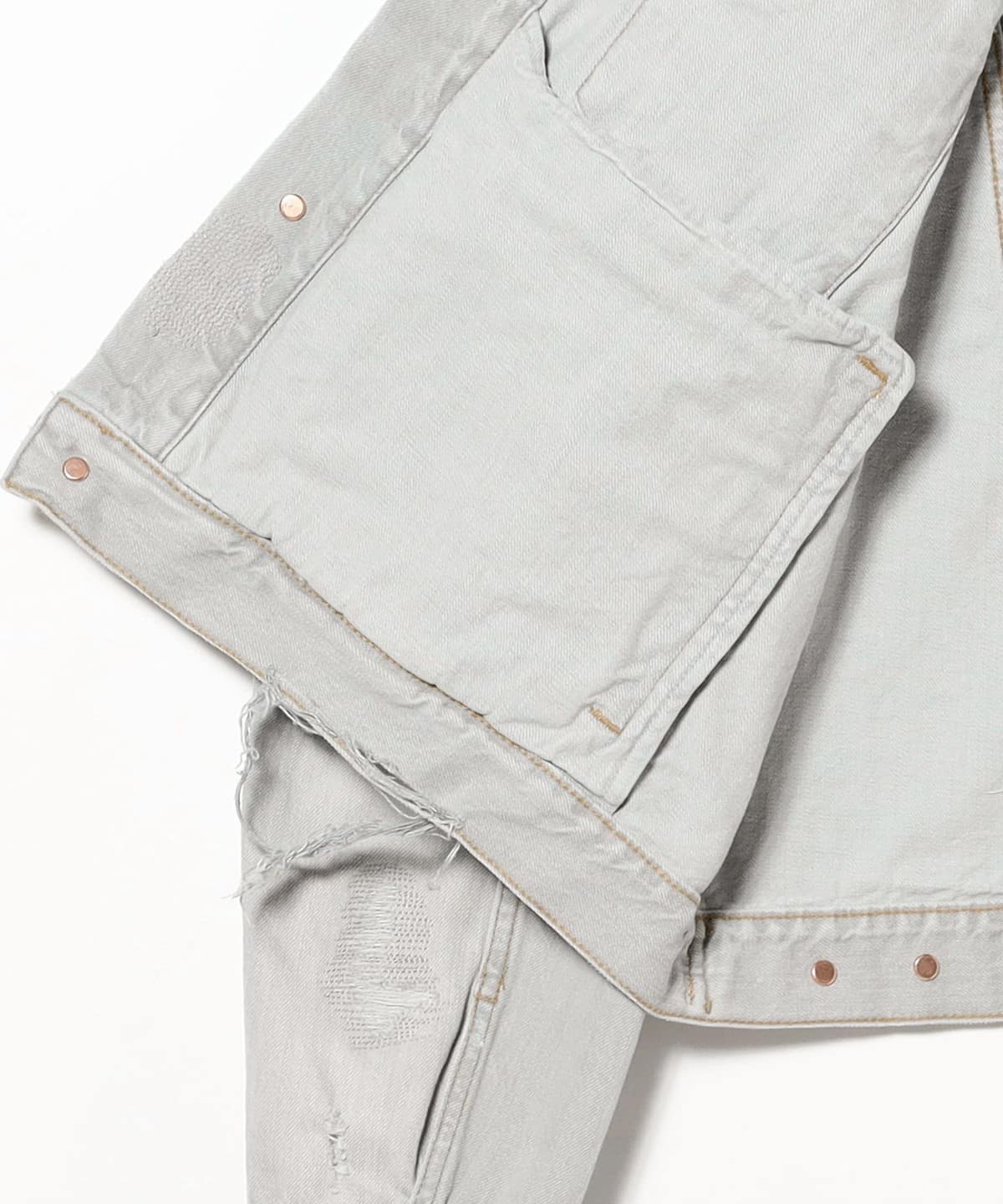 BEAMS（ビームス）ダメージ デニム ジャケット【ワイドショート