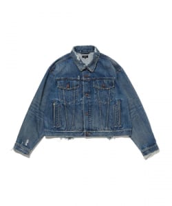 ワイドショート ダメージ デニム ジャケット