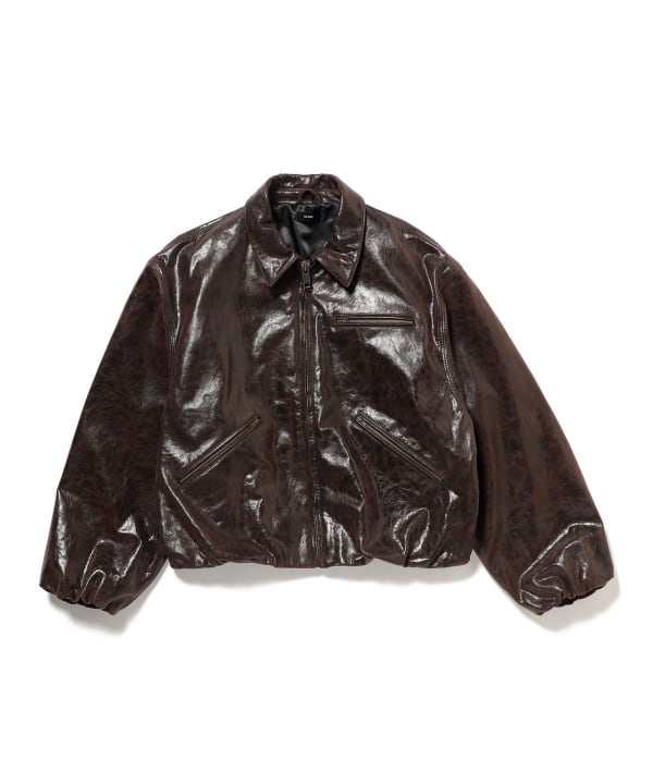 BEAMS（ビームス）ワイドショートフィット ゴートレザー ジップ