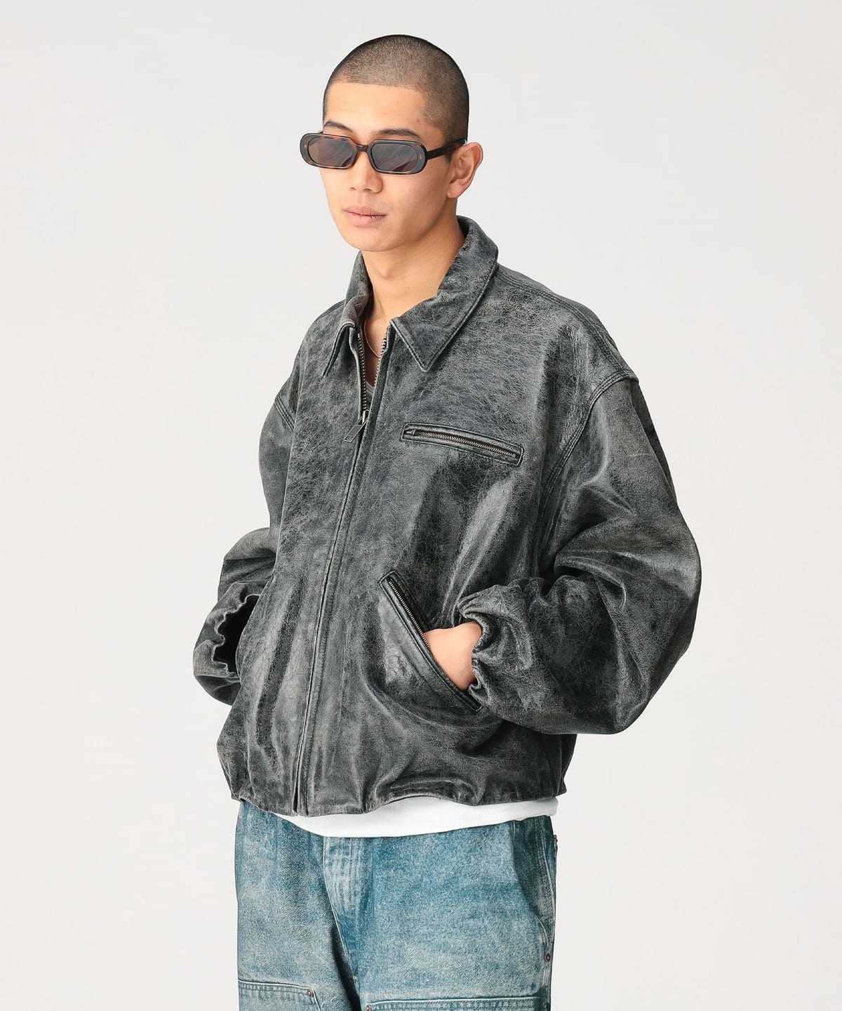 BEAMS（ビームス）Leather Zip Bloson（ブルゾン レザーブルゾン）通販