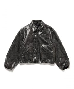 ワイドショートフィット ゴートレザー ジップブルゾン