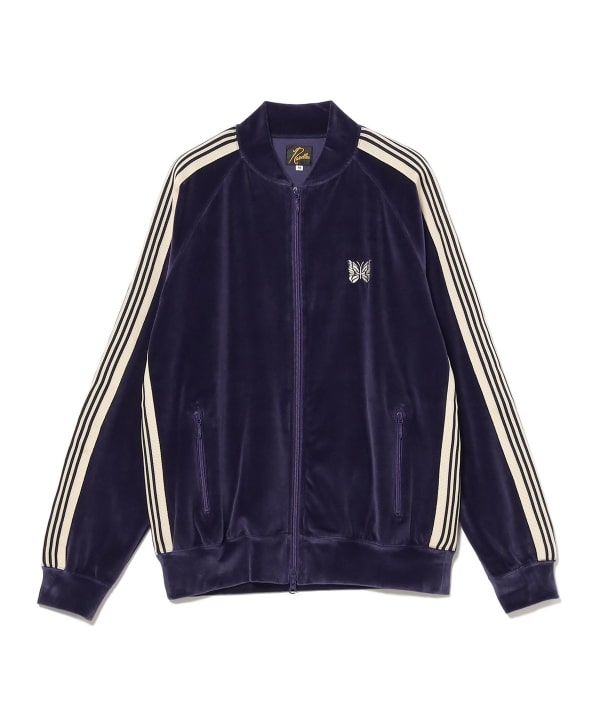 ニードルズ×ビームスボーイ ベロア トラックジャケット バルーン袖 黒 ニードルズ×ビームスボーイ ベロア トラックジャケット バルーン