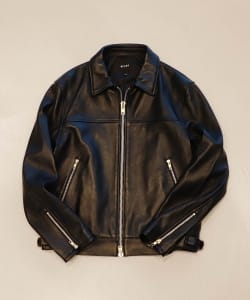 ▲BEAMS / レザー ジップ ブルゾン