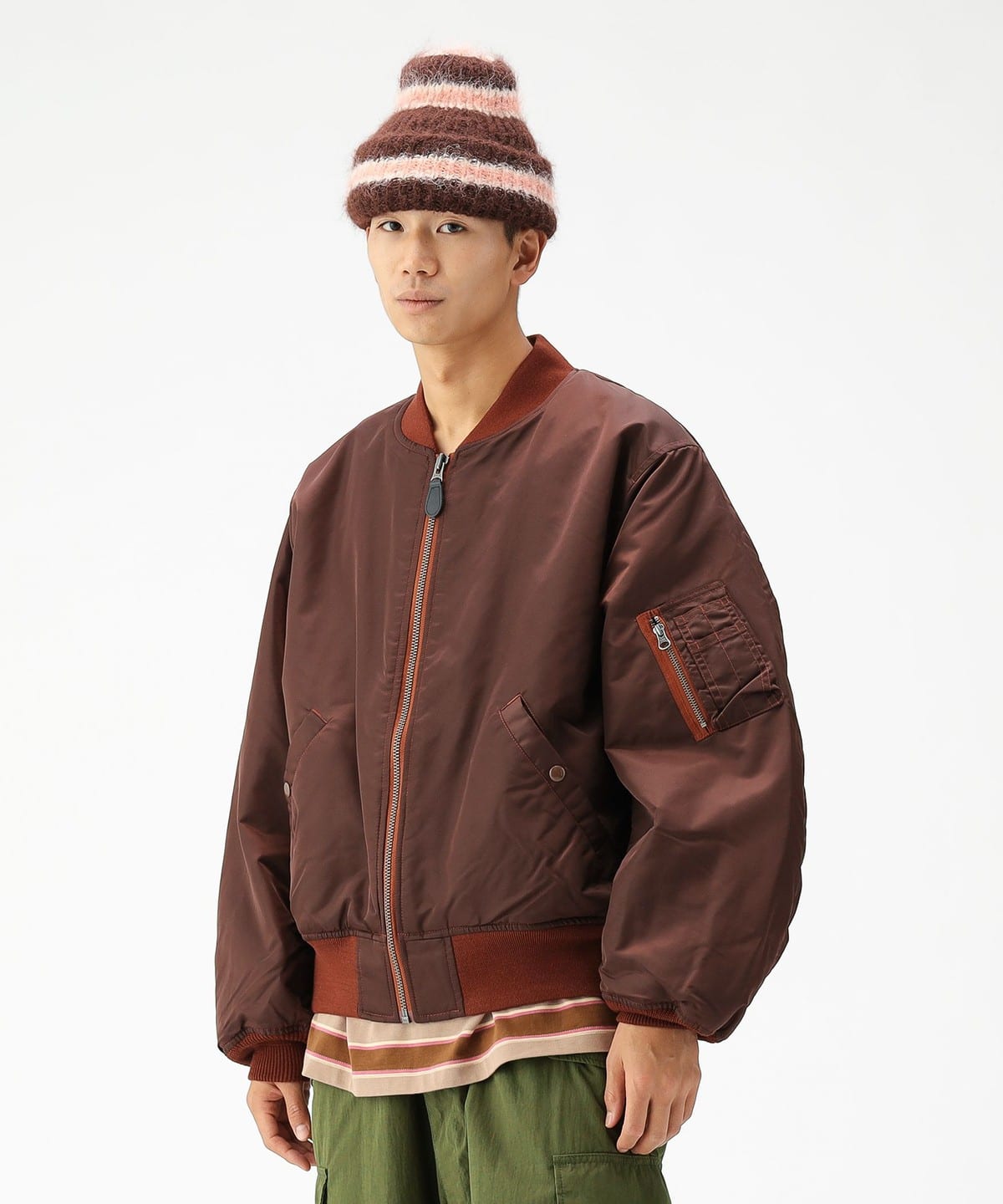 BEAMS ma-1 ボンバージャケット カーキ BEAMS（ビームス）リラックスフィット THERMOLITE(R) MA-1 （撥水