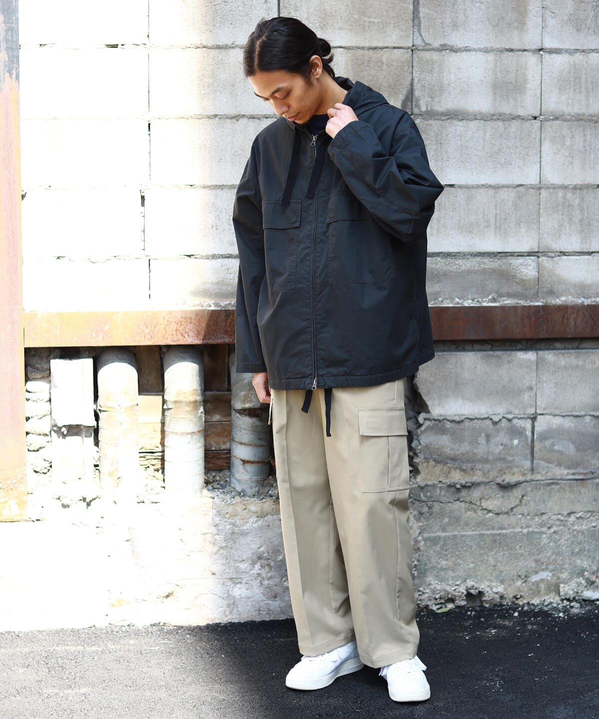 新品】BEAMS ミリタリー リバーシブルパーカ カーキ×ベージュ S