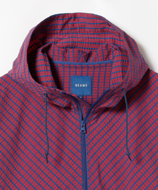 BEAMS [BEAMS] BEAMS / Mini check zip hoodie blouson (blouson 