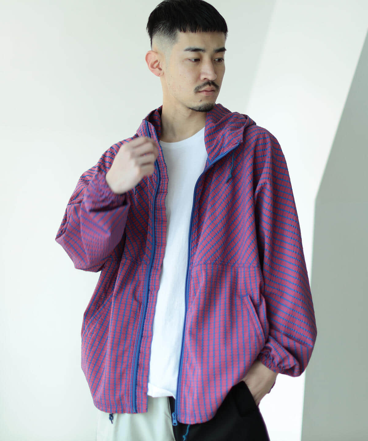 BEAMS [BEAMS] BEAMS / Mini check zip hoodie blouson (blouson 