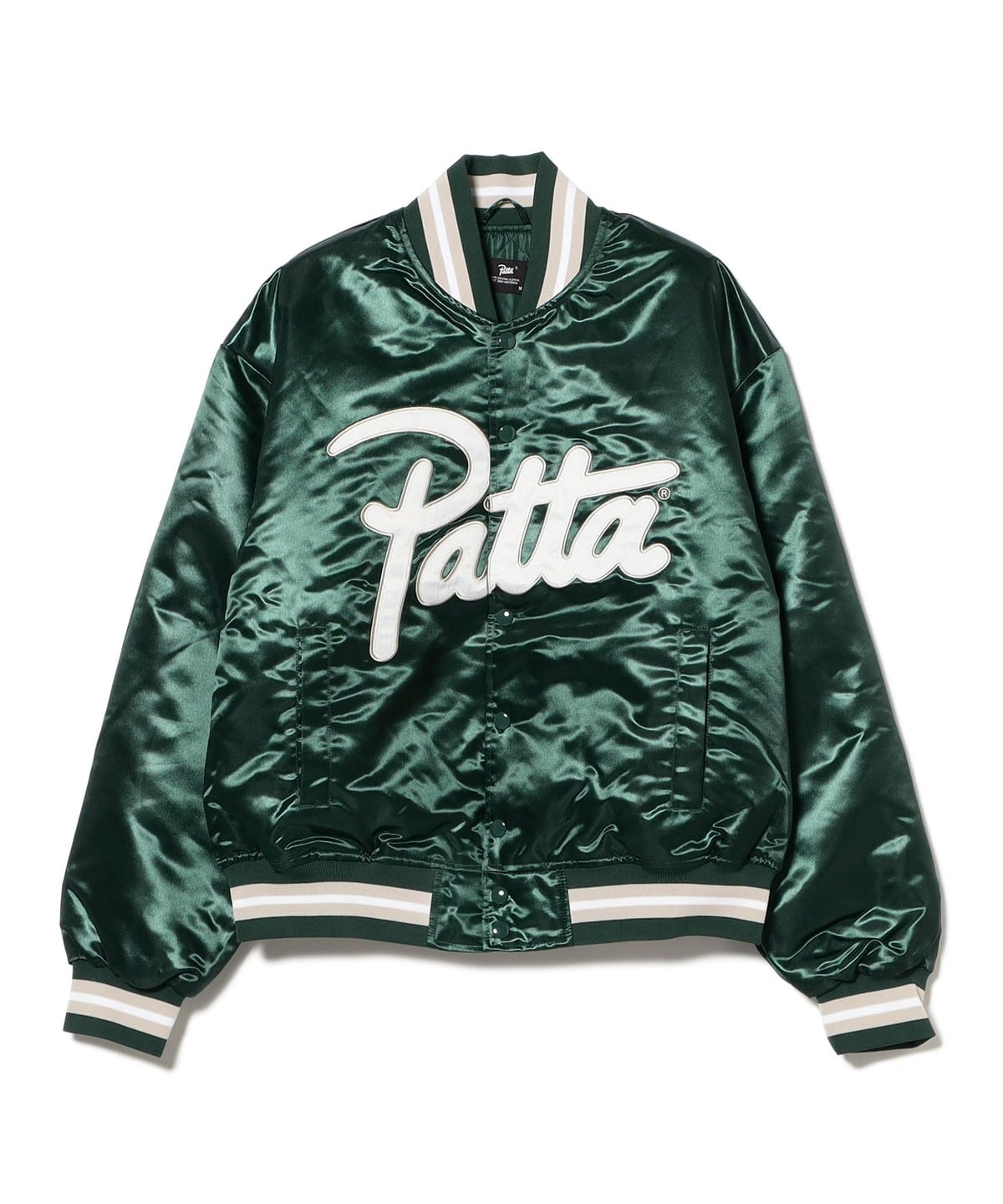 PATTA パタ / Script Logo Satin Varsity Jacket ブルゾン MEN Bistro Green M PATTA パタ / Script Logo Satin Varsity Jacket ブルゾン MEN Bistro Green M