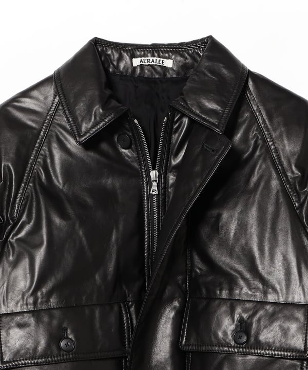 AURALEE / FINE CALF LEATHER DOWN BLOUSON