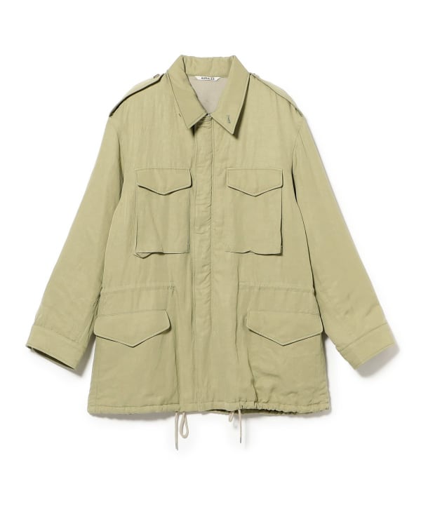 AURALEE / BRUSHED SILK LINEN SATIN PADDED MILITARY BLOUSON