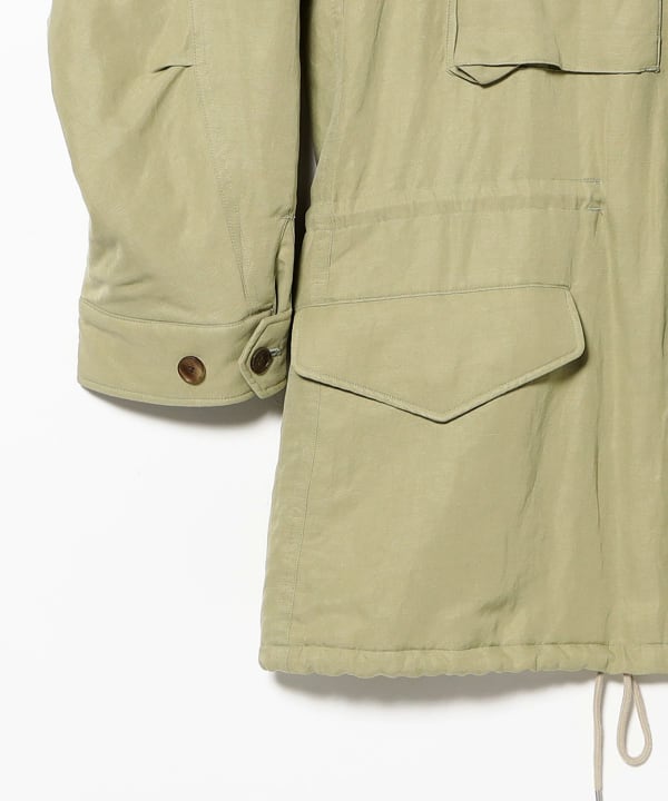 AURALEE / BRUSHED SILK LINEN SATIN PADDED MILITARY BLOUSON