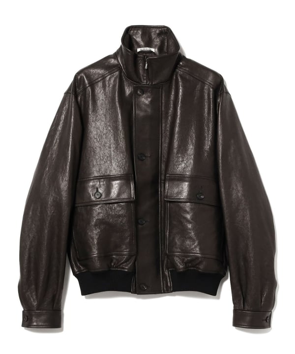 AURALEE / TEXTURED LAMB LEATHER BLOUSON