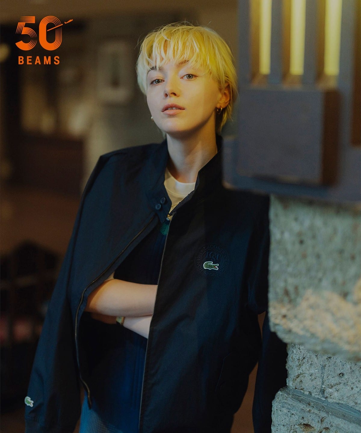 LACOSTE × BEAMS スタジャン ラコステ ビームズ BEAMS（ビームス）の「LACOSTE × BEAMS / 別注 Sweat Stadium Jacket