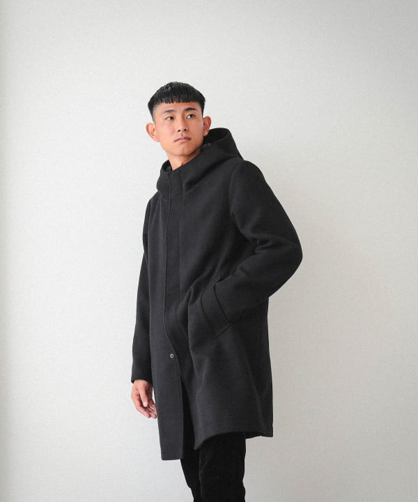 【新品】BEAMS ビームス　ステンカラーコート　フード付き　M　ネイビー