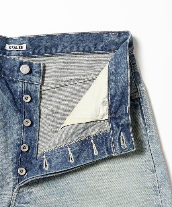 AURALEE / SELVEDGE FADED HEAVY DENIM WIDE PANTS