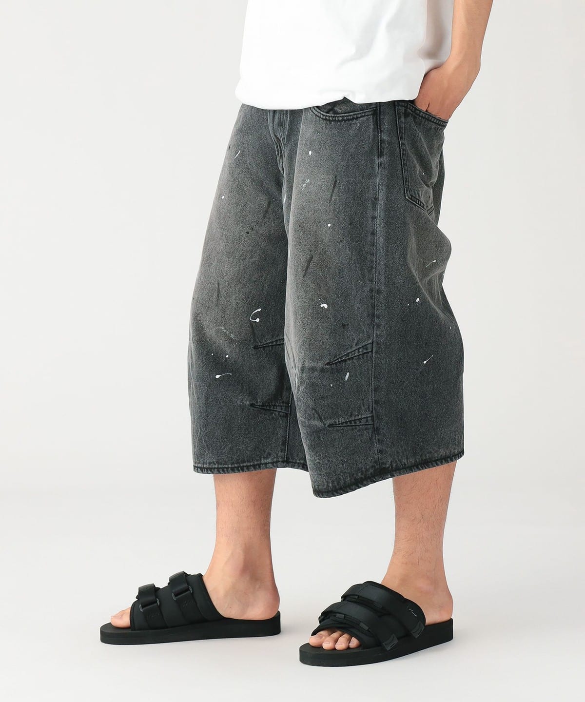 【希少】LORDS デニムパンツ W30 インターナショナルギャラリー ビームス BEAMS（ビームス）Wide Paint Denim Three Quarters Pants（パンツ
