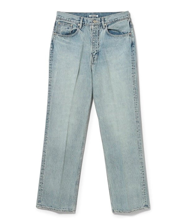 AURALEE / FADED HEAVY DENIM CENTER-PLEATED PANTS