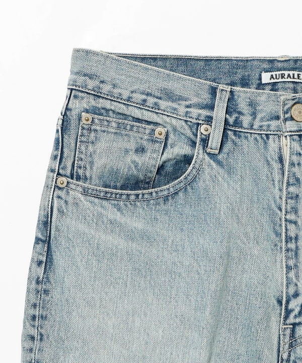 AURALEE / FADED HEAVY DENIM CENTER-PLEATED PANTS