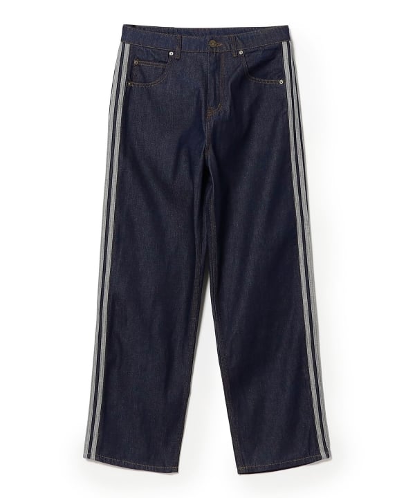 adidas / ADIDAS FIREBIRD ADICOLOR DENIM MID-RISE STRAIGHT-INDIGO DENIM