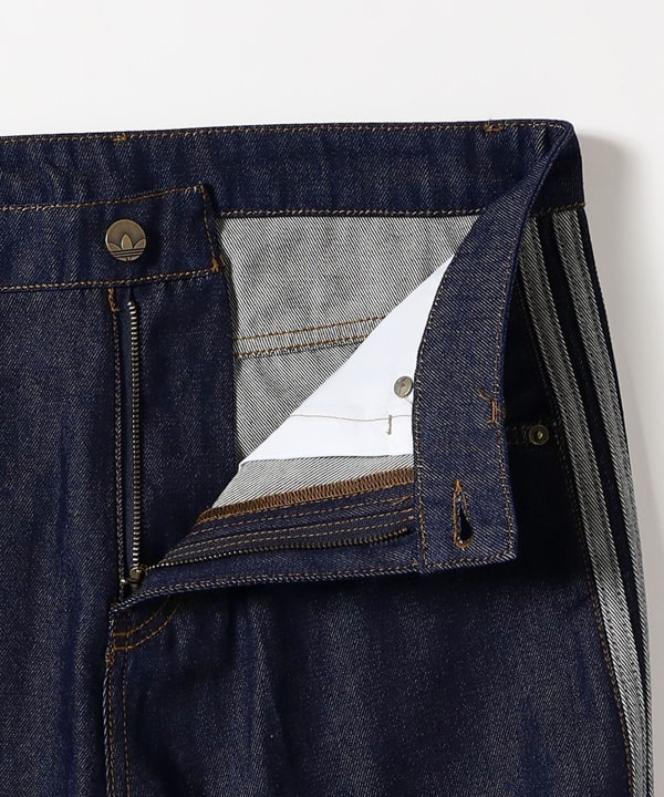 adidas / ADIDAS FIREBIRD ADICOLOR DENIM MID-RISE STRAIGHT-INDIGO DENIM