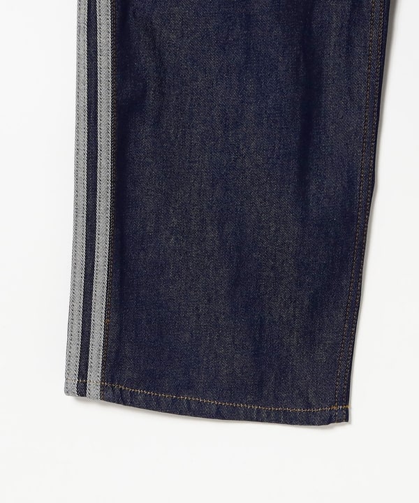 adidas / ADIDAS FIREBIRD ADICOLOR DENIM MID-RISE STRAIGHT-INDIGO DENIM