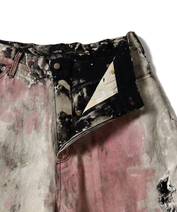 LES SIX / Bizarred Foiled Loose Denim Pants