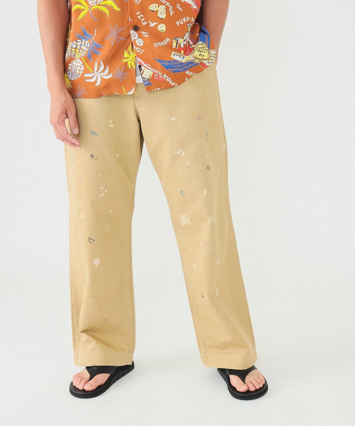 ペイント ミリタリー チノパンツ パンツ MEN BEIGE S ペイント ミリタリー チノパンツ パンツ MEN BEIGE S