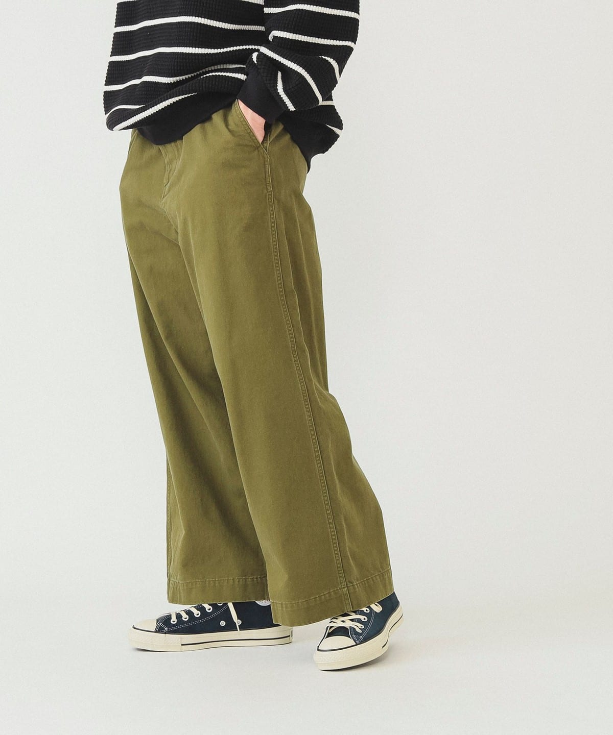 1940'sディテール ワイドチノパンツ パンツ MEN OLIVE L 1940'sディテール ワイドチノパンツ パンツ MEN OLIVE L