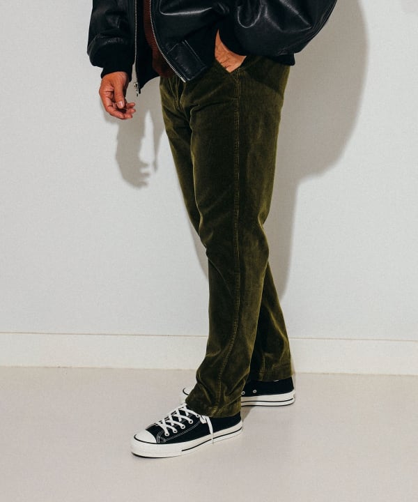 BEAMS パンツ コーデュロイ ストレッチテーパード メンズ
