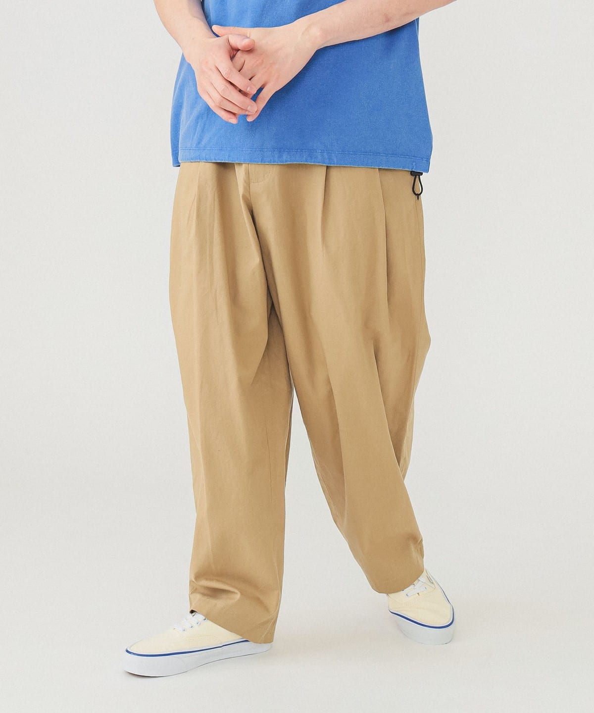 ダンガリー 2プリーツ スラックス パンツ MEN BEIGE L ダンガリー 2プリーツ スラックス パンツ MEN BEIGE L