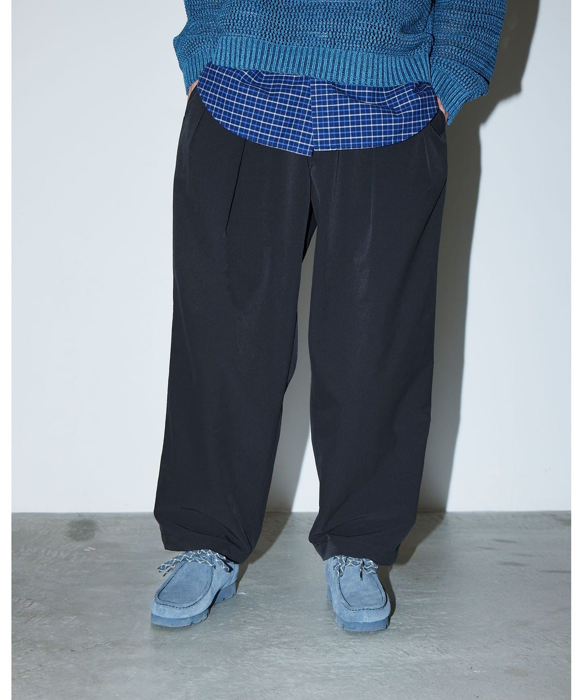 COOLDOTS 2プリーツ テーパード スラックス パンツ MEN NAVY XL COOLDOTS 2プリーツ テーパード スラックス パンツ MEN NAVY XL