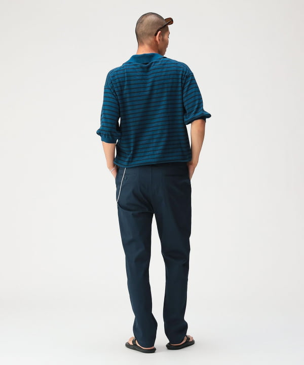 コットンピケ ストレッチ テーパード パンツ【スリムフィット】 Model：179cm Size：XL