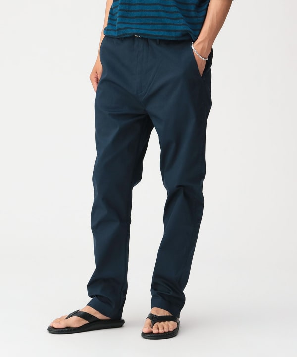コットンピケ ストレッチ テーパード パンツ【スリムフィット】 Model：179cm Size：XL