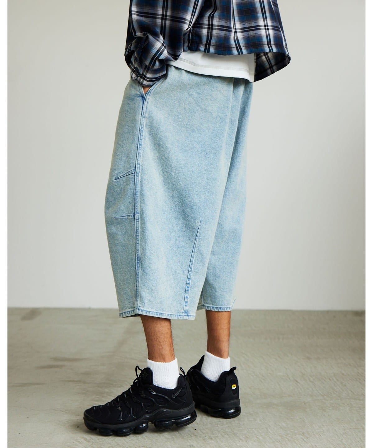 クウォーターレングス デニム ウェビングパンツ パンツ MEN ICE WASH XL クウォーターレングス デニム ウェビングパンツ パンツ MEN ICE WASH XL